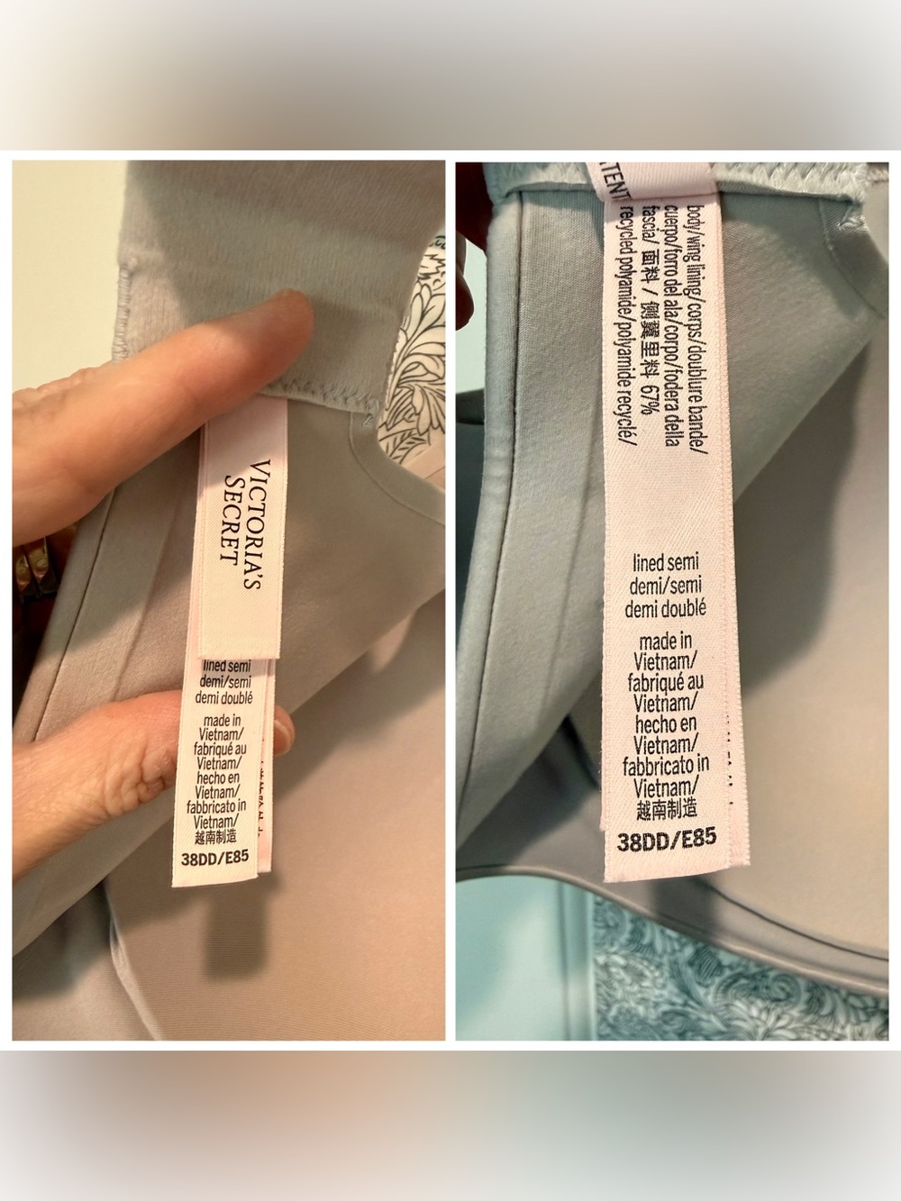 Victoria’s Secret Wireless Lined Semi Demi Bra- Light Gray, 38DD - Picture 5 of 5